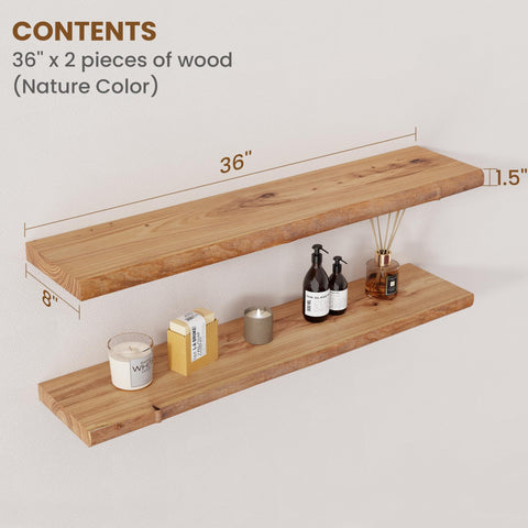 FLYJOE living room setup showing two shelves with rustic charm