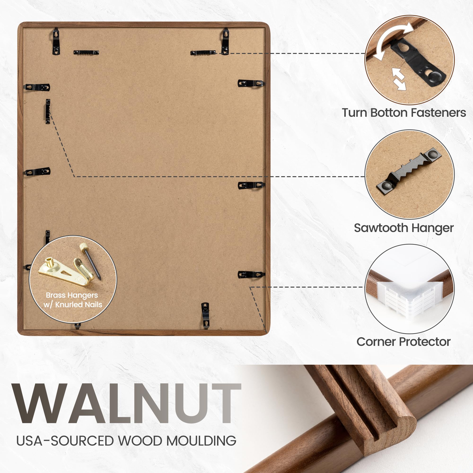 FLYJOE natural walnut surface detail showcases warm hues