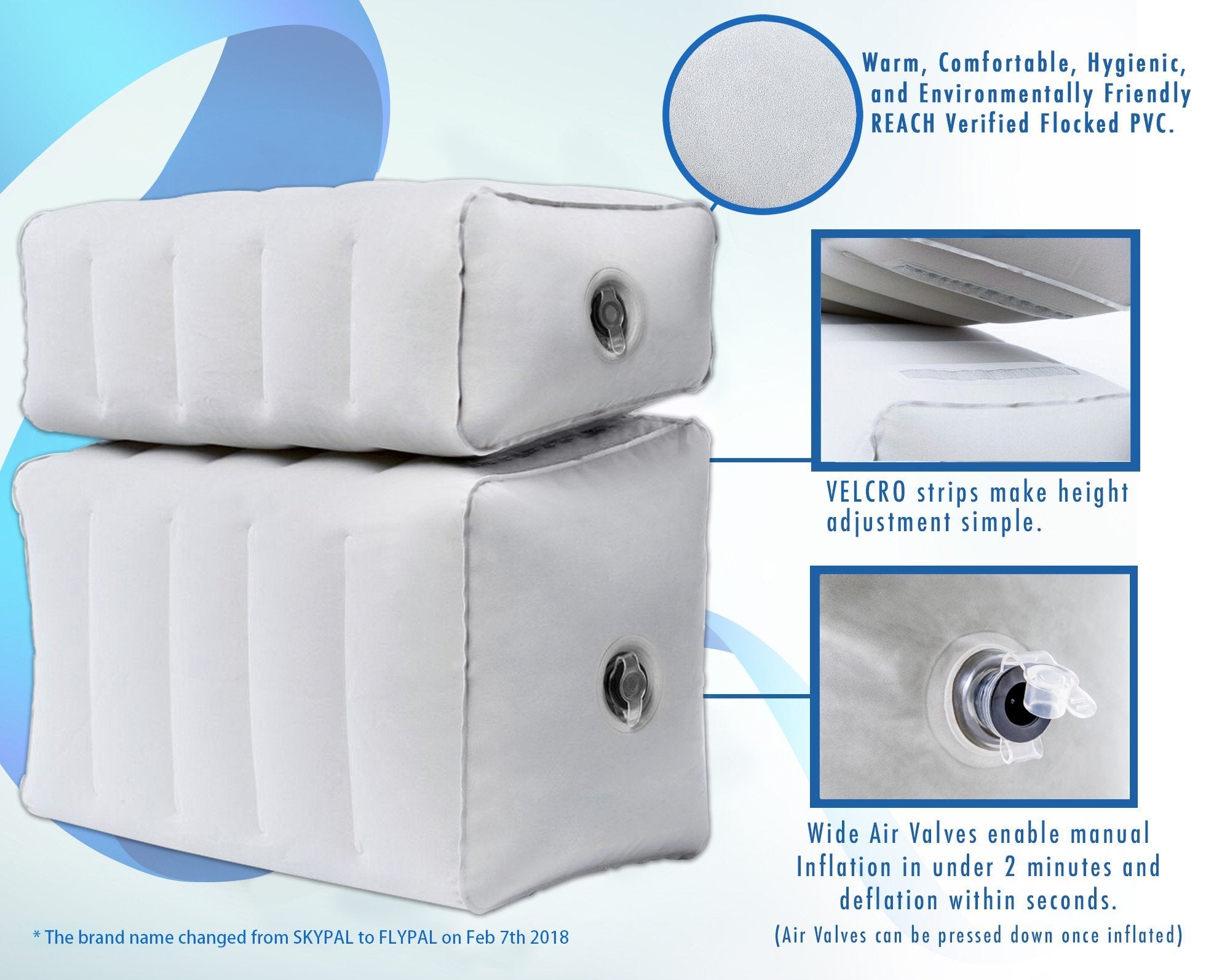 Flypal foot rest pillow in car enhances long drive comfort.
