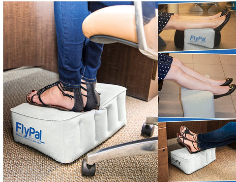 Flypal foot rest used as kids' travel bed on flights.