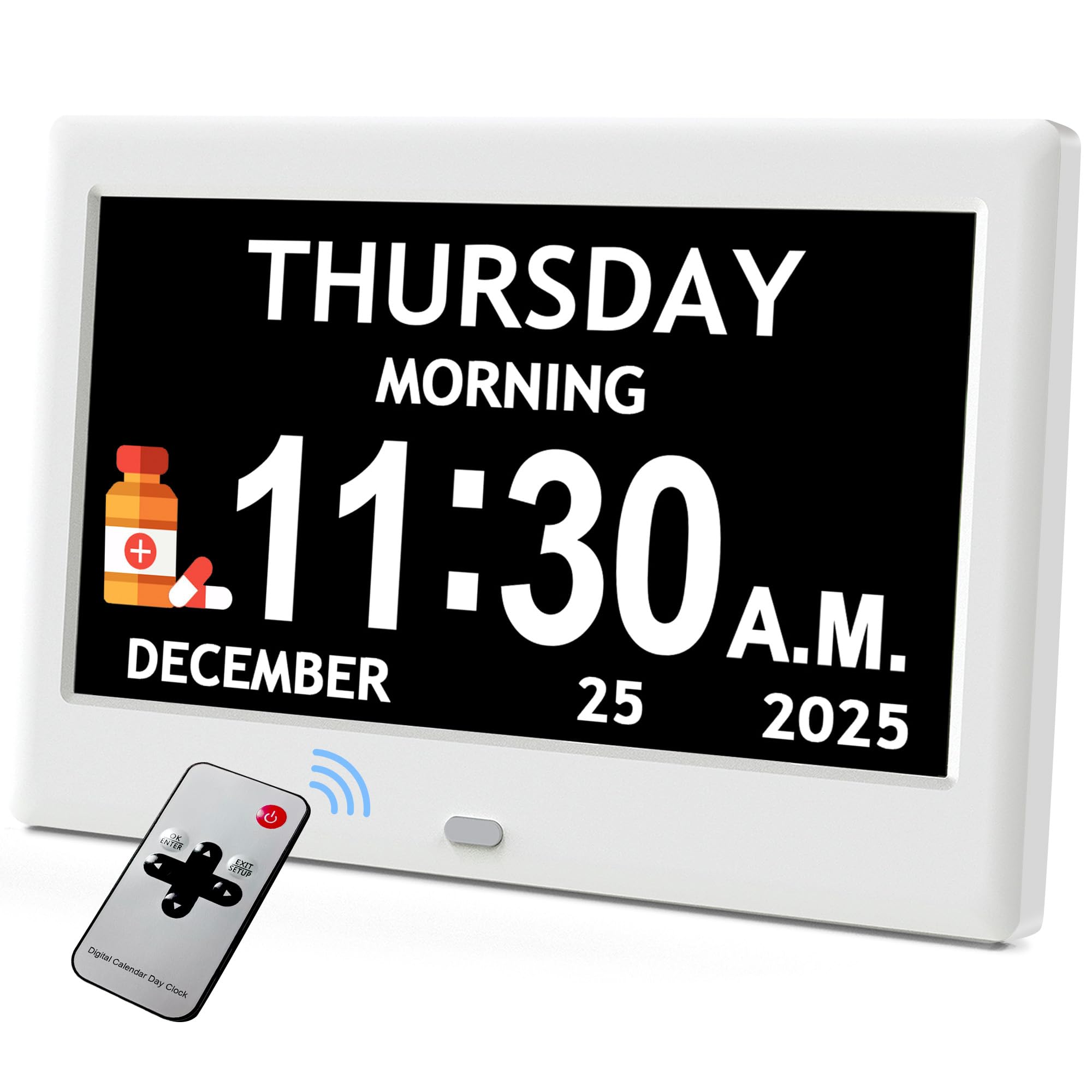 FLYRUIT 7-inch dementia clock display offers clear room visibility.