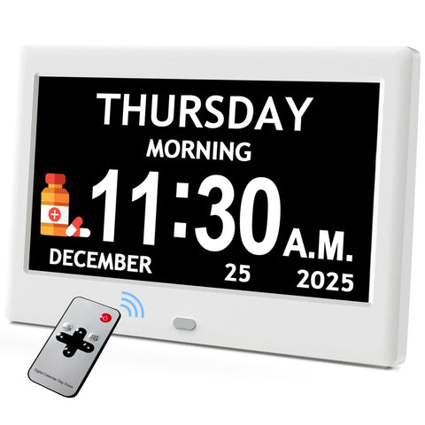 FLYRUIT 7-inch dementia clock display offers clear room visibility.