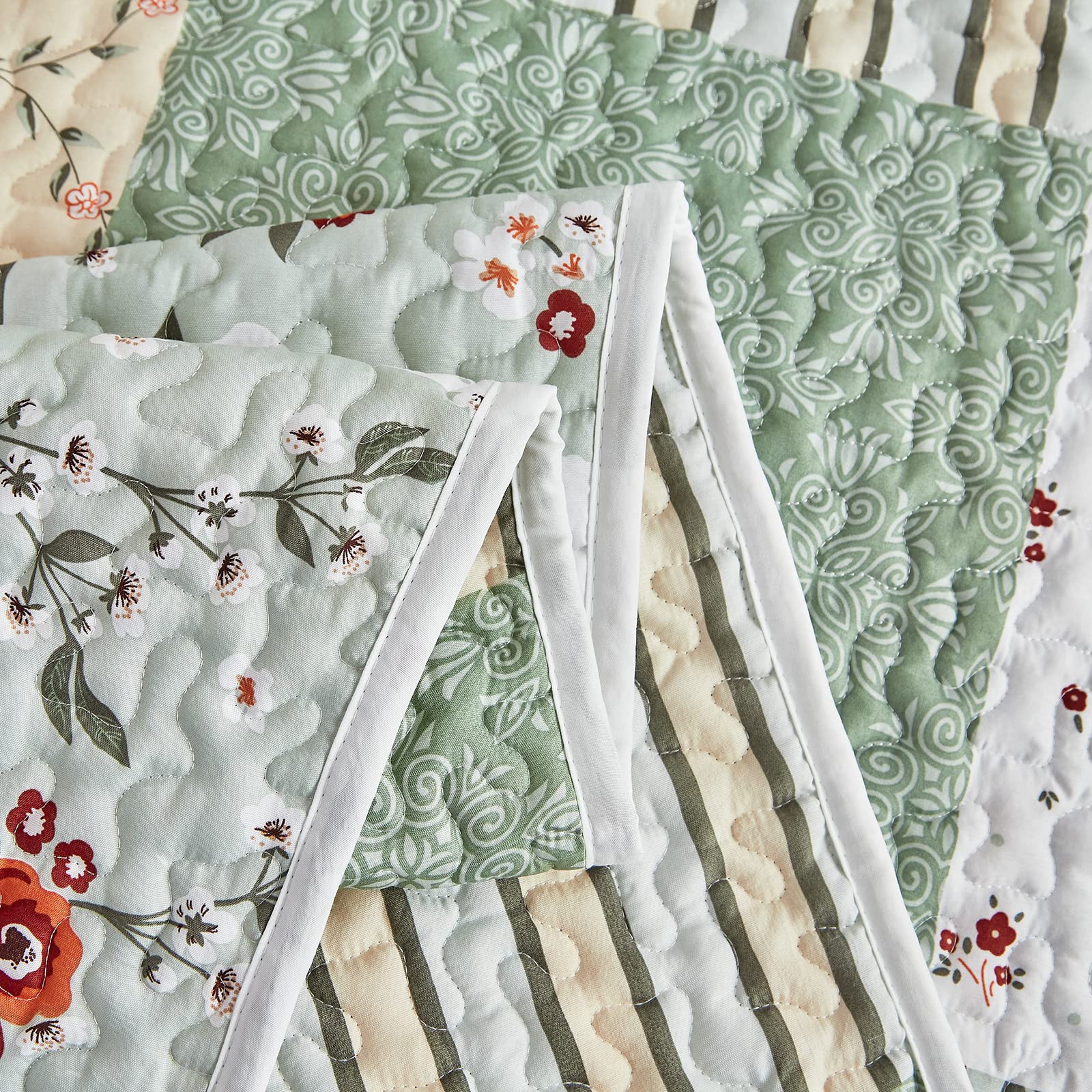 Flysheep patchwork quilt set king bedroom setup shows versatile decor option.