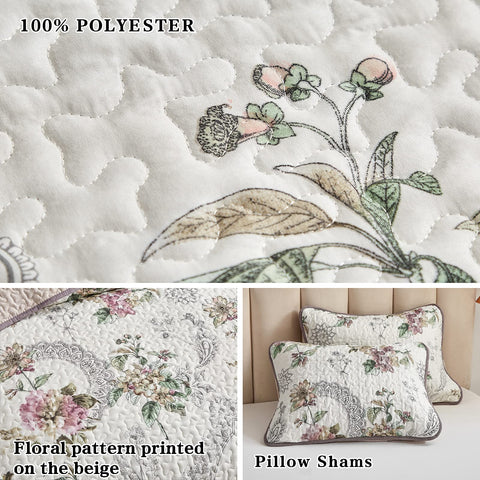 Flysheep beige floral decor enhances bedroom ambiance.