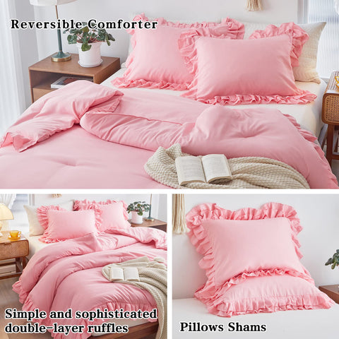 Solid pink color adds feminine, calming bedroom ambience