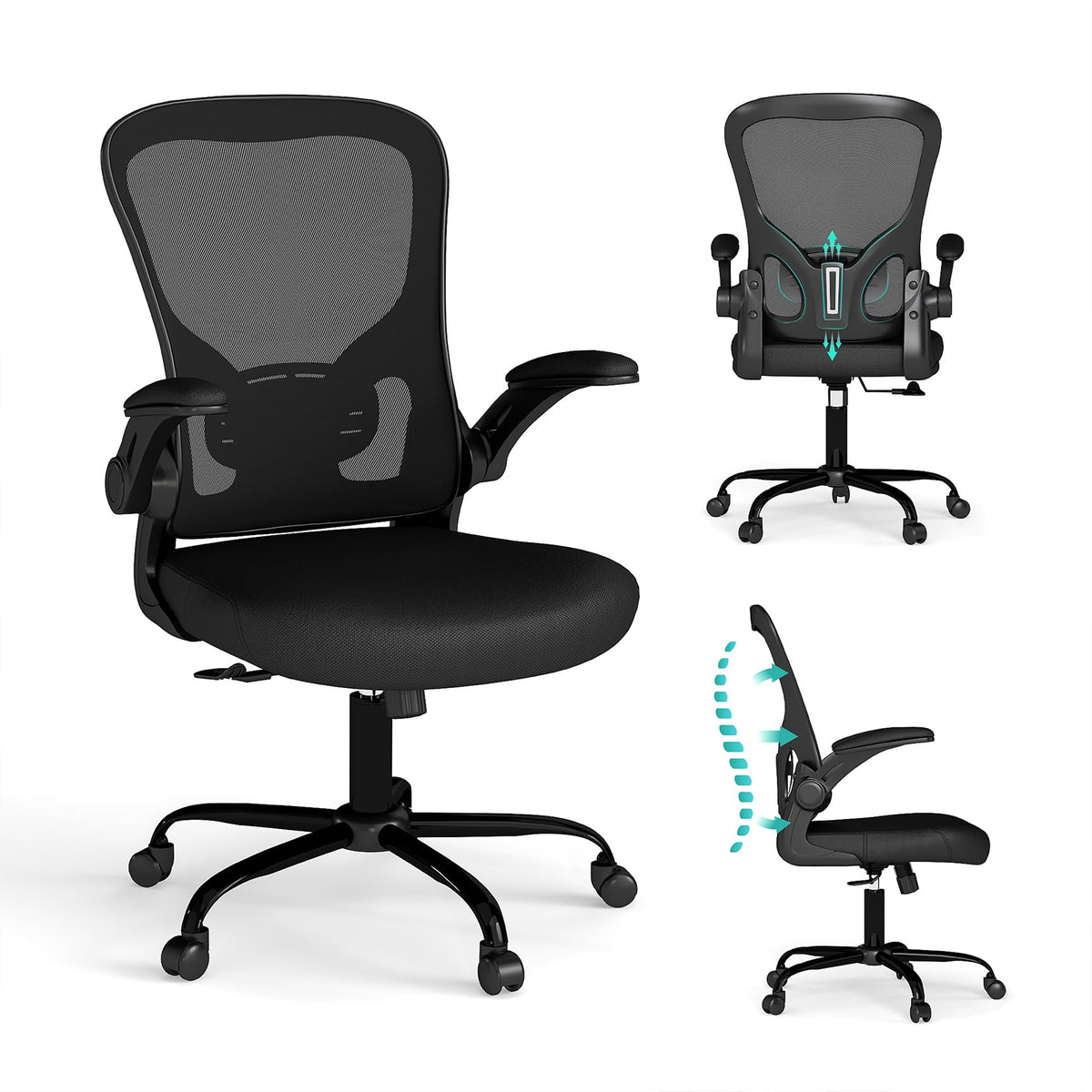 Flysky mesh office chair backrest supports natural posture for long work sessions