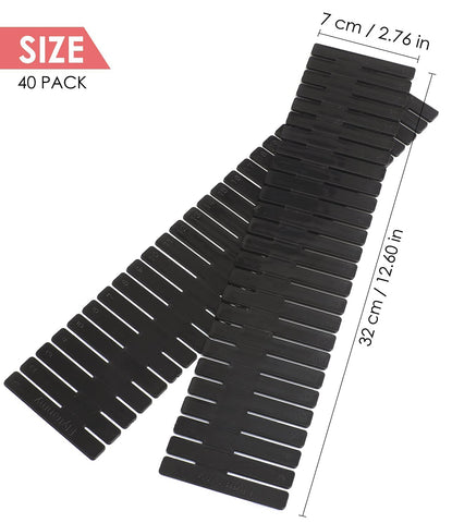 Adjustable divider cuts to fit different drawer sizes.