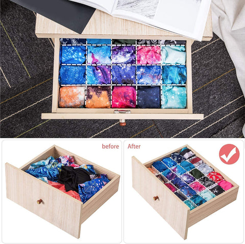 Socks and underwear drawers stay neat and accessible with Flytianmy dividers.
