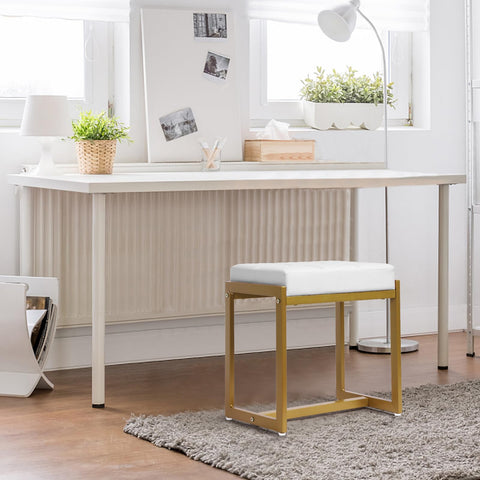 FLYZC vanity stool stores neatly under desk when unused