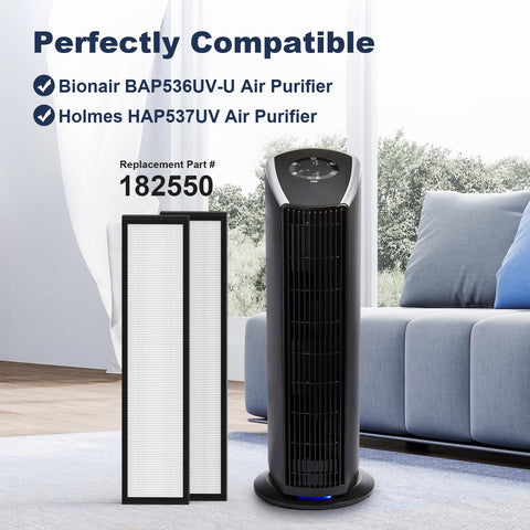 FMDZFL 182550 filter demonstrates compatibility with Holmes HAP537UV for easy replacement.