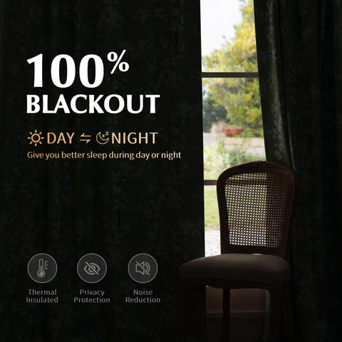 FMFUNCTEX blackout plum blossom curtains reduce glare for daytime comfort.