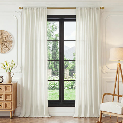 Close-up of faux silk texture on FMFUNCTEX sheer curtains showing silky finish