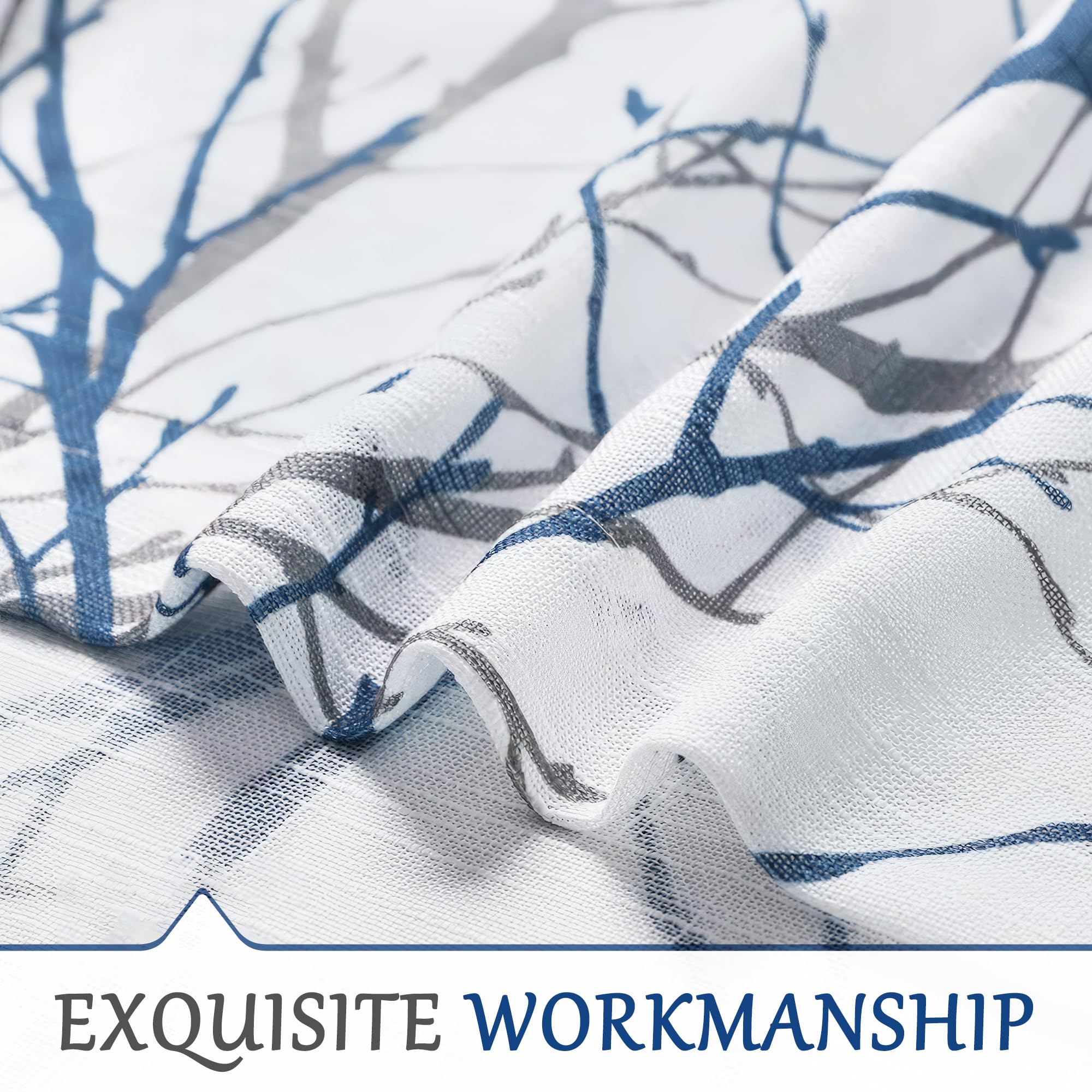 FMFUNCTEX blue-grey-toned curtains enhancing neutral interiors.