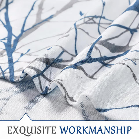 FMFUNCTEX blue-grey-toned curtains enhancing neutral interiors.