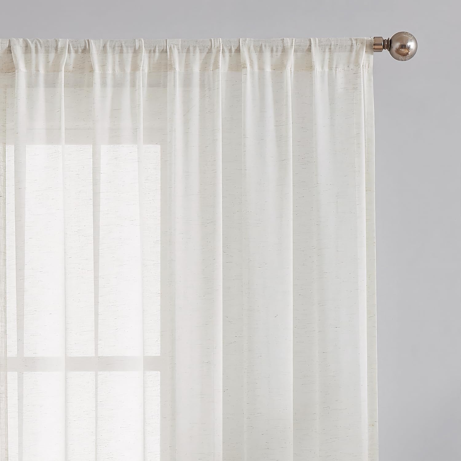 FMFUNCTEX linen sheer curtains in bedroom offering airy privacy
