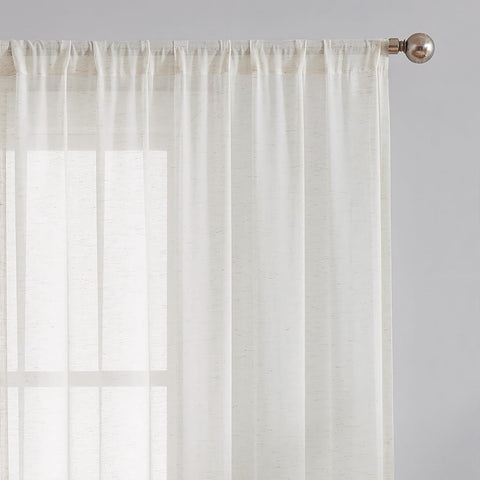 FMFUNCTEX linen sheer curtains in bedroom offering airy privacy