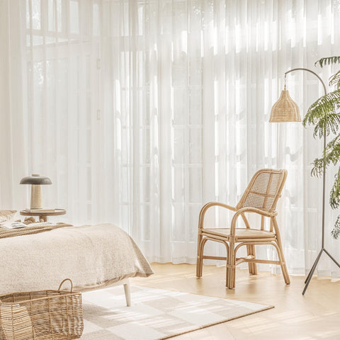 FMFUNCTEX linen sheer curtains beige 84in privacy-friendly filters daylight without blocking brightness.
