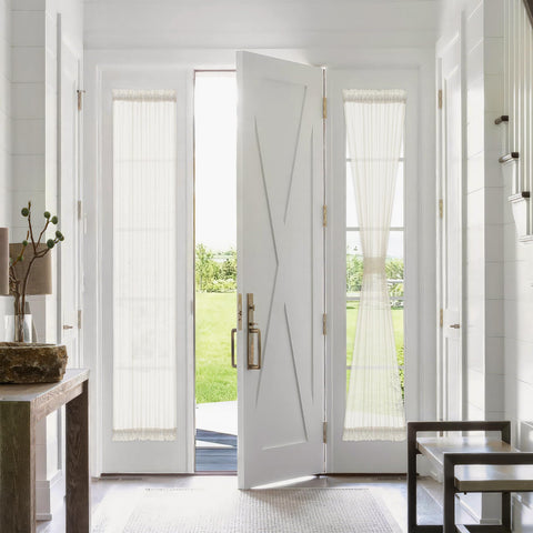 FMFUNCTEX sheer door panel closeup shows texture and privacy in one view