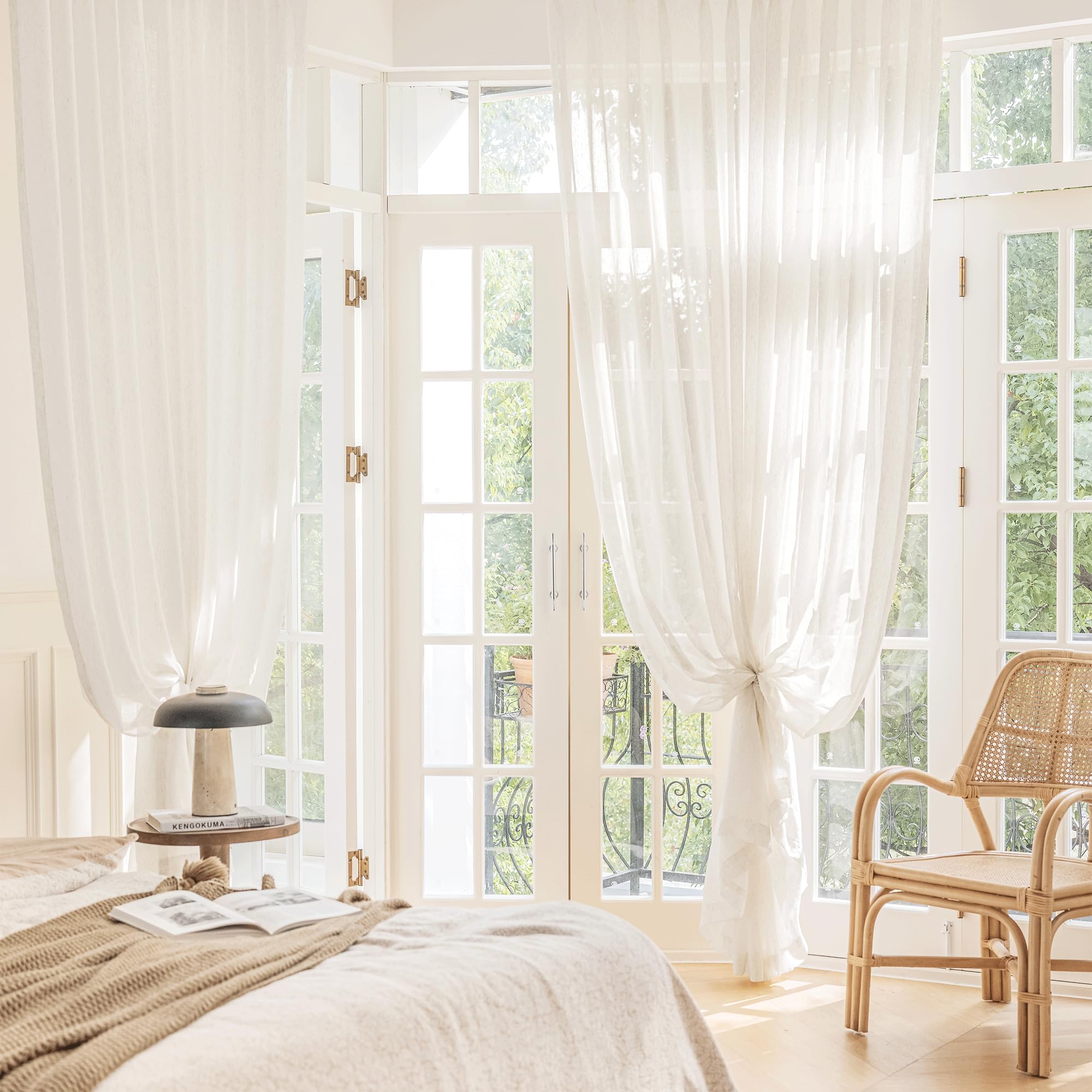 FMFUNCTEX rod-pocket curtains install quickly and work with most window sizes