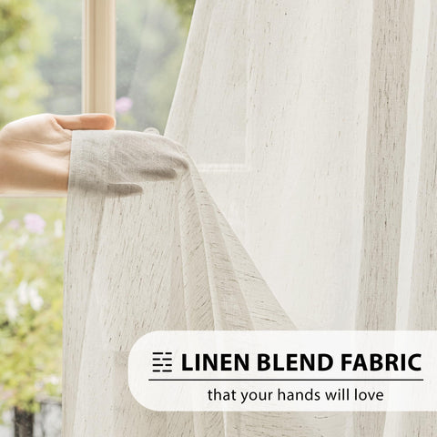 FMFUNCTEX closeup of natural flax blend curtain texture