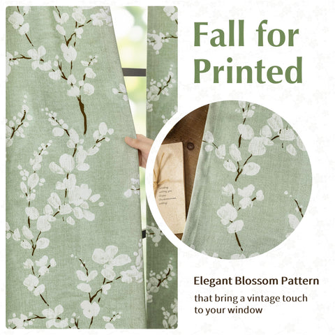 FMFUNCTEX sage green plum blossom drapes add farmhouse style to living rooms.