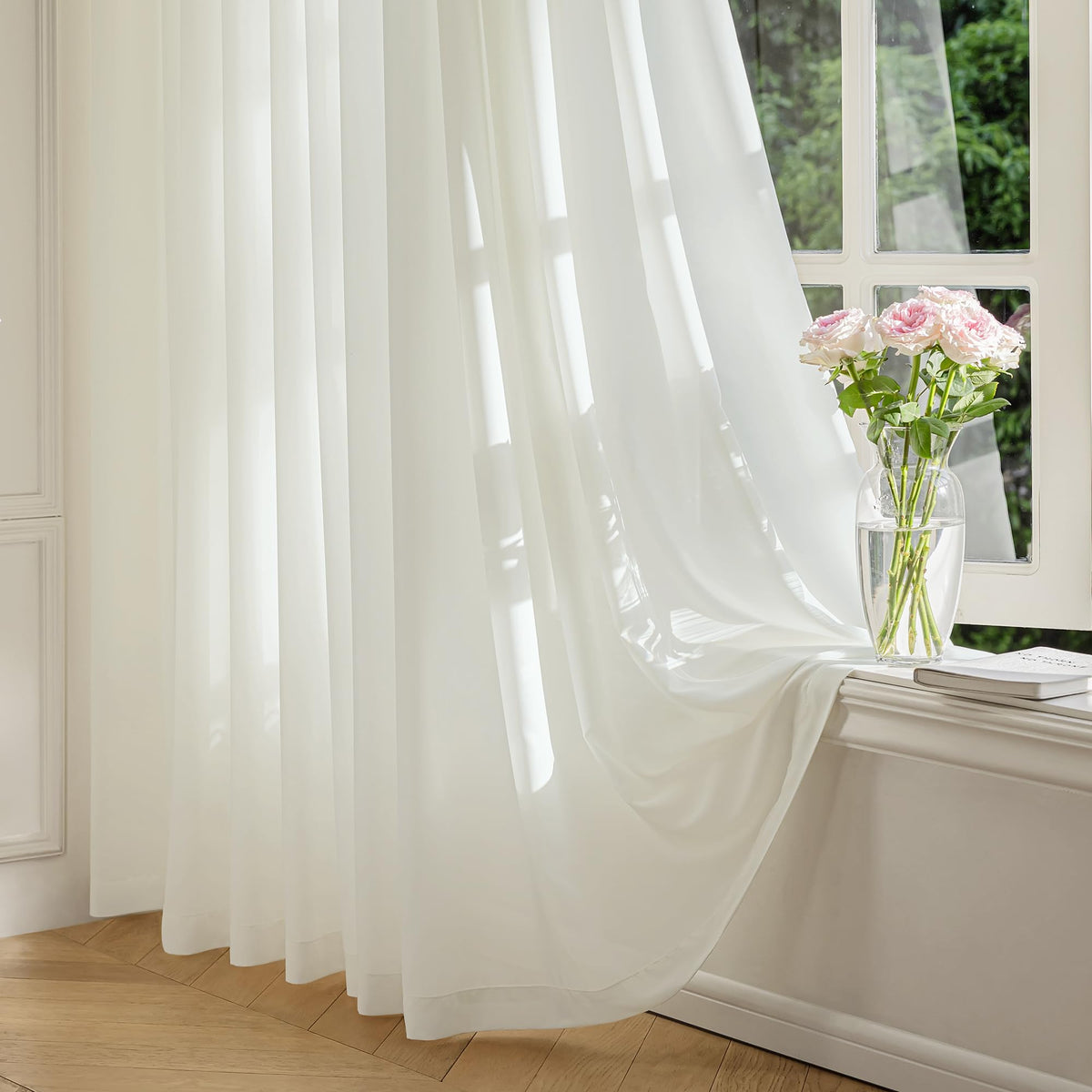 FMFUNCTEX sheer curtains with rod pocket for a soft, private light filter in living spaces