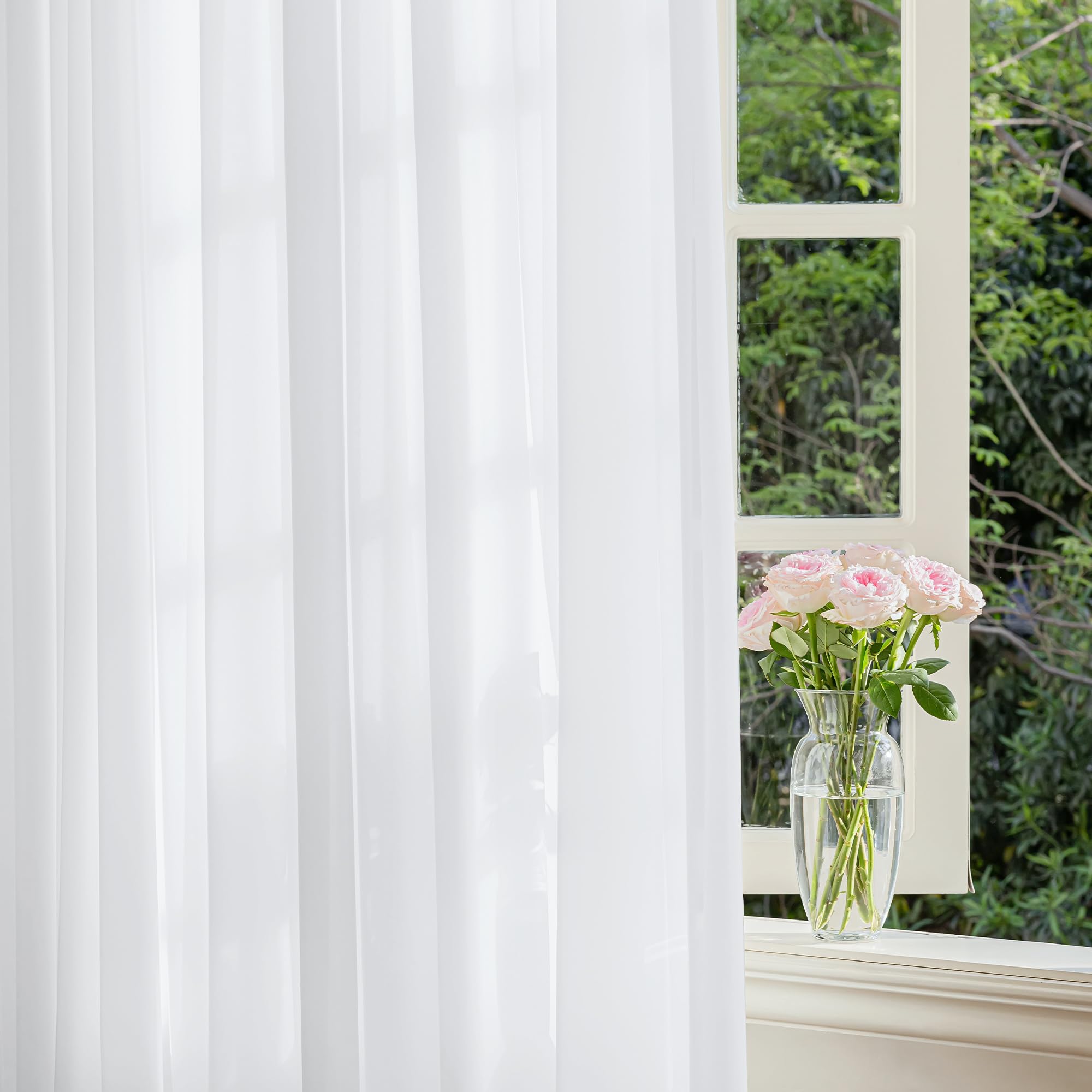 FMFUNCTEX bedroom window treatment in clean white finish.