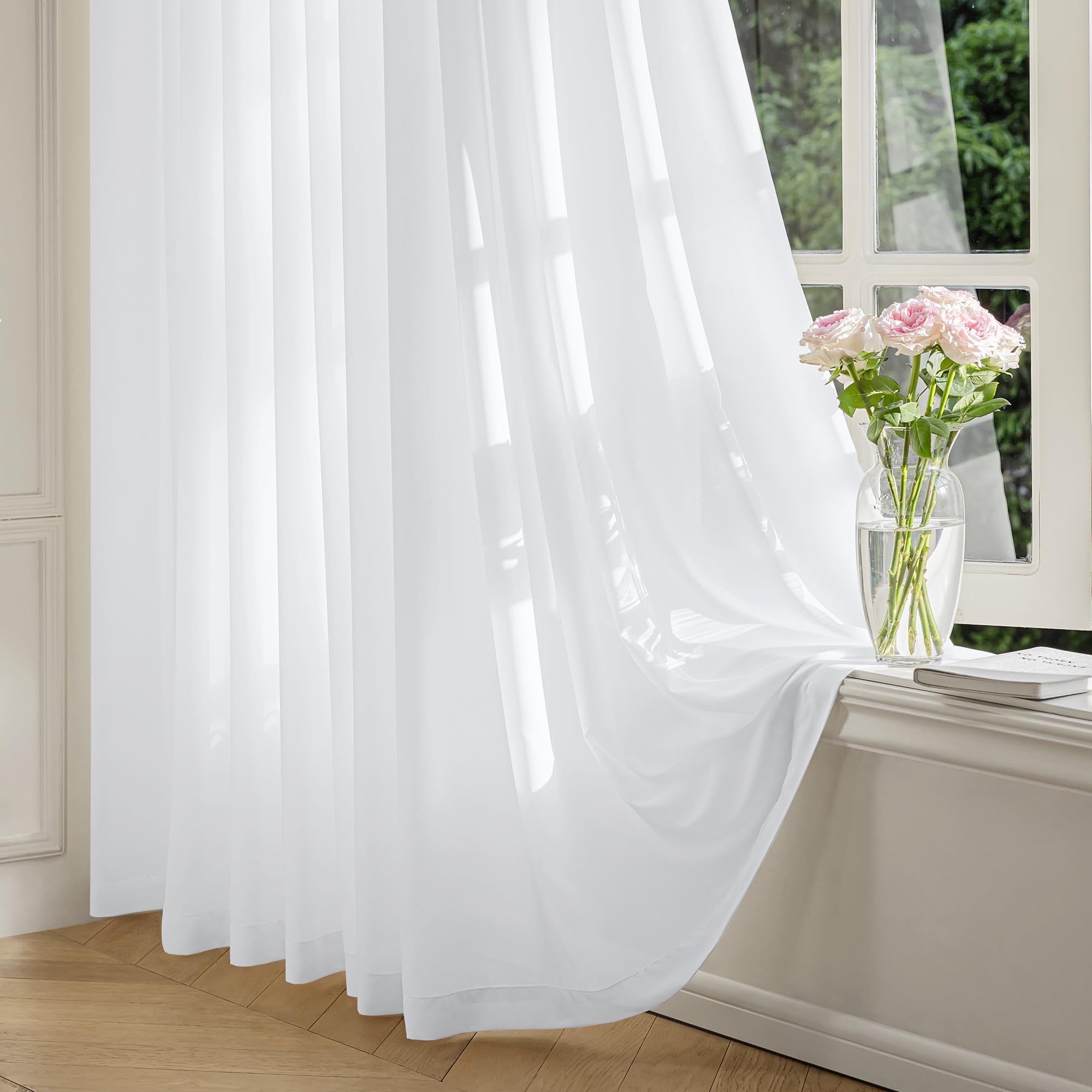 FMFUNCTEX two-panel 52x96 sheer curtains offering light filtering and privacy.