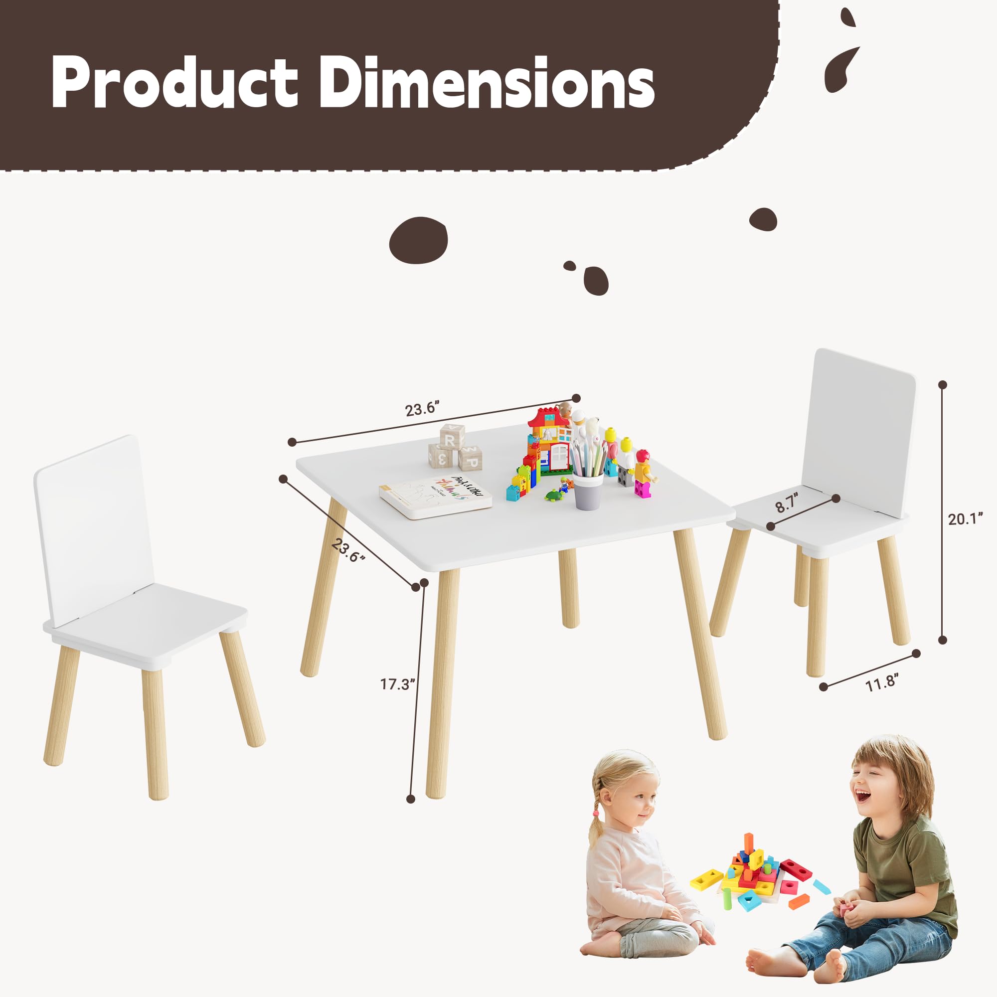 Fmlud Kids Chair Set side view highlights sturdy seating for toddlers