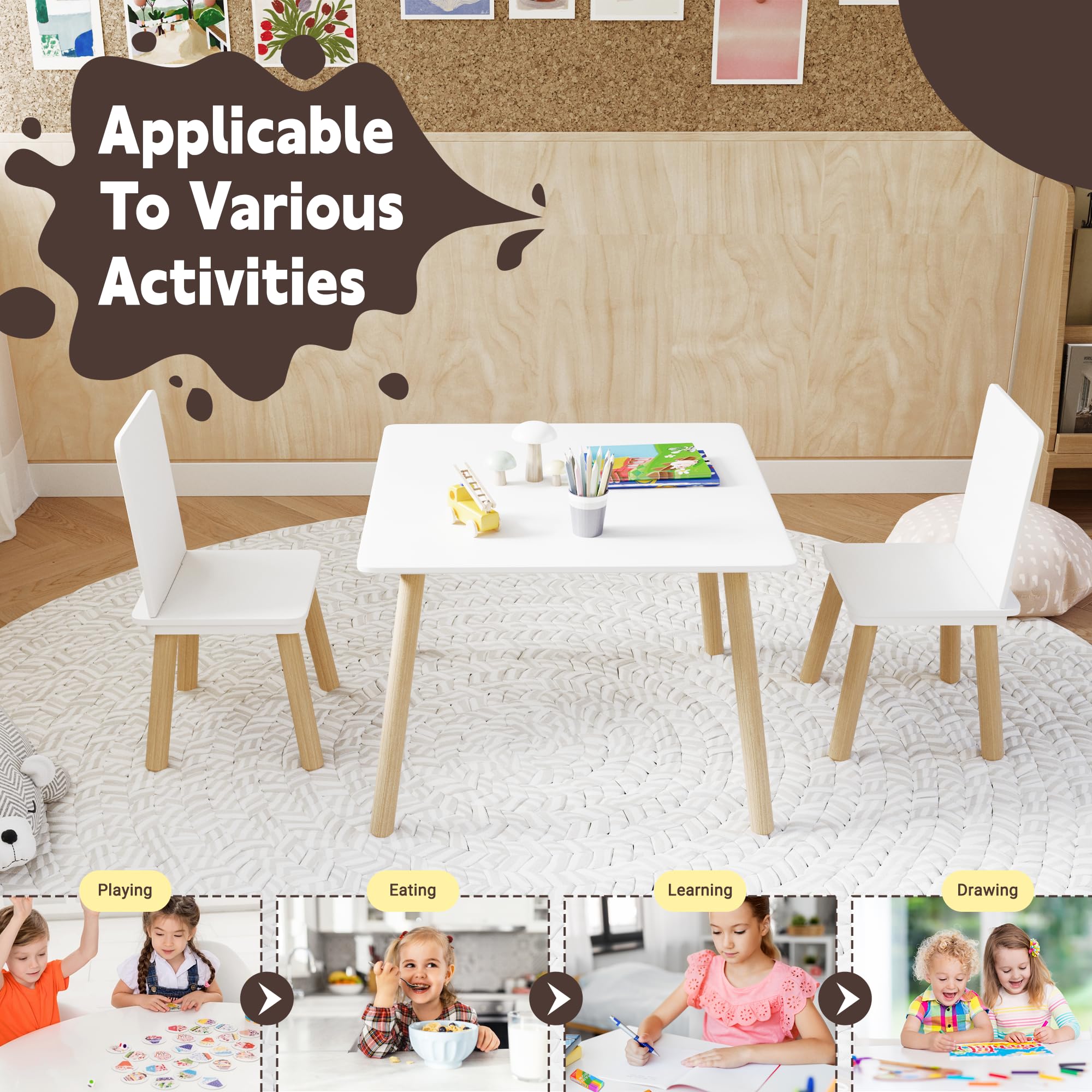 Fmlud Kids Table edge rounded for safe handling during activities