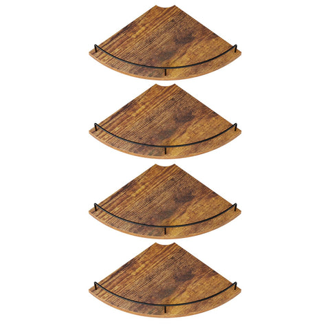 FNBAR Corner Shelf four-piece assembly view with rustic wood finish.