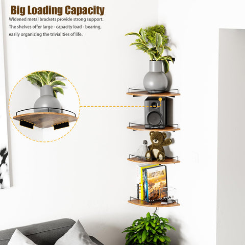 FNBAR corner shelves in a living room corner maximize space.