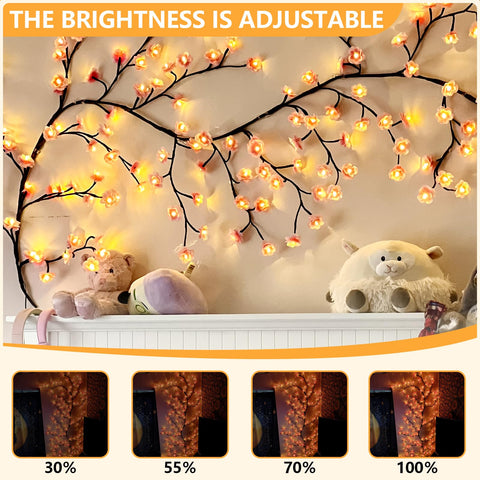 FNHMSL 7.55ft pink cherry blossom branches illuminated for decorative ambience