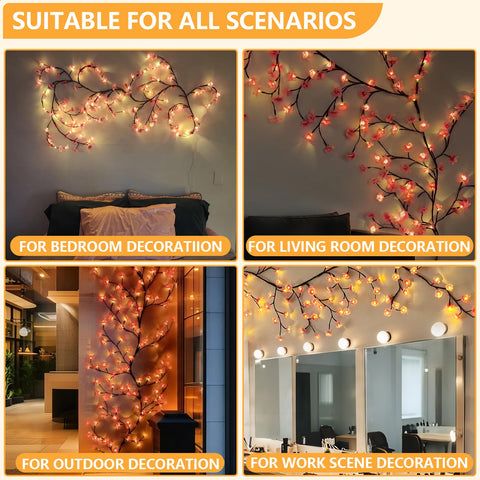 Eight-mode lighting from FNHMSL Cherry Enchanted Willow Vine Light for customizable scenes