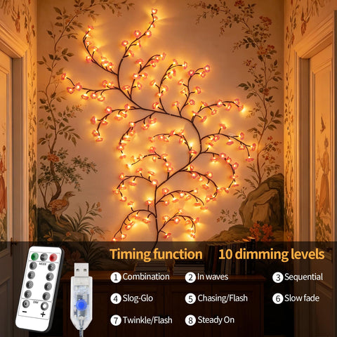 Wall-mount glow from FNHMSL Cherry Enchanted Willow Vine Light adds soft ambiance
