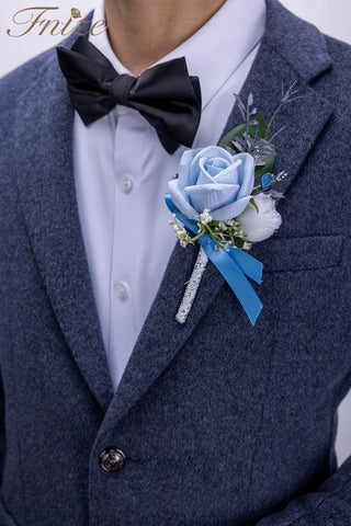 Fnize blue boutonniere pin and clip for easy application