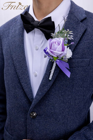 Fnize purple boutonniere universal size fits groom and guests with ease