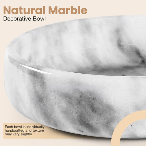 FNTSTICGOODS marble decorative bowl with fruits demonstrates versatile catch-all styling.