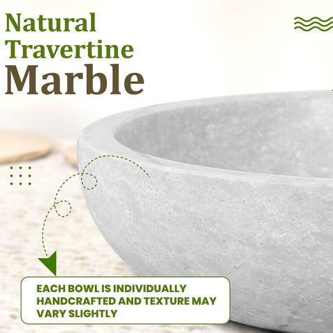 FNTSTICGOODS travertine bowl styled as a centerpiece on a dining table.