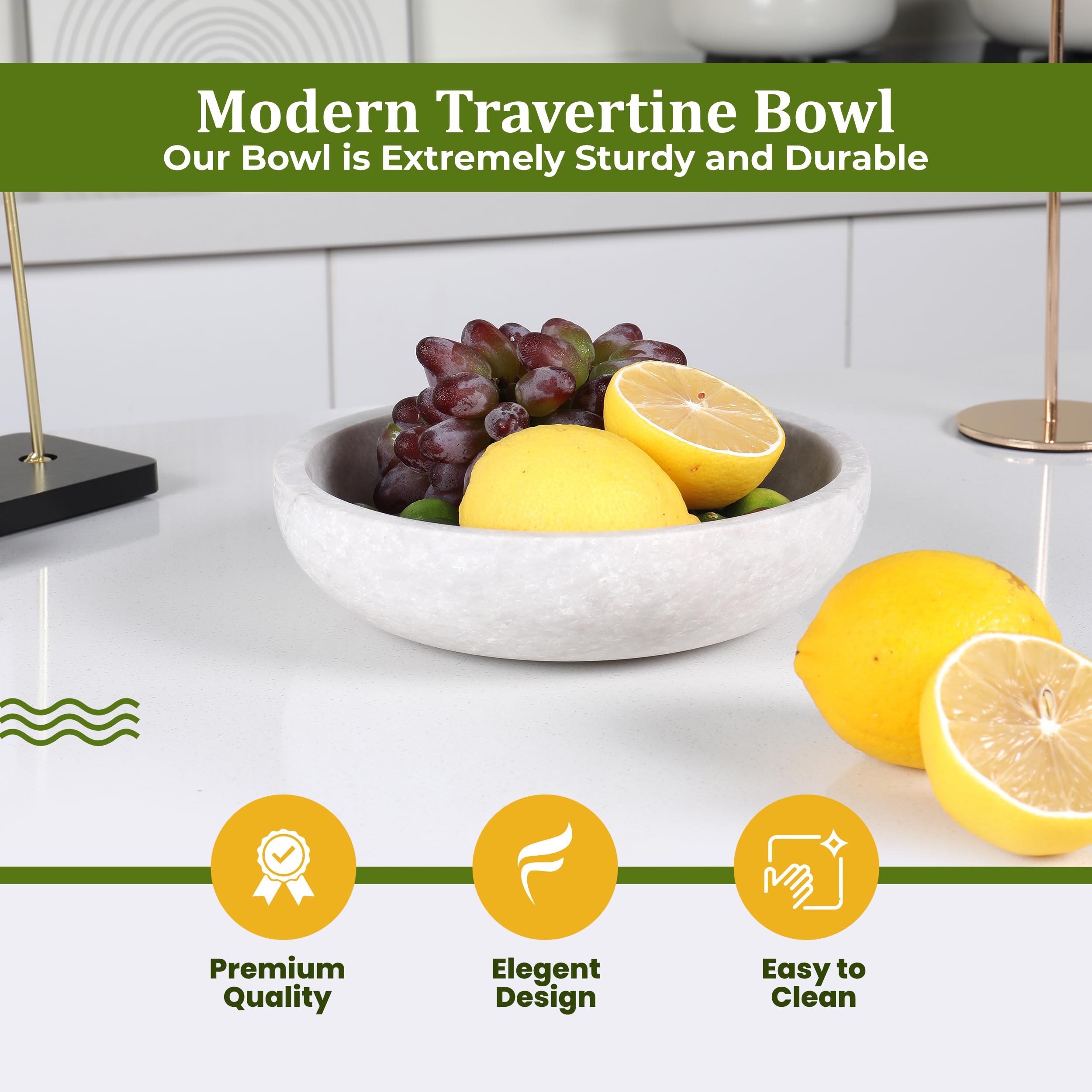 FNTSTICGOODS travertine bowl handcrafted by an expert artisan for durability.
