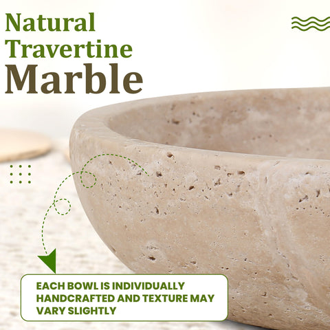FNTSTICGOODS travertine bowl on kitchen counter display, versatile for fruit and decor.
