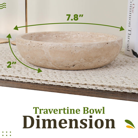FNTSTICGOODS travertine decorative bowl side view, smooth edges and organic form for modern tabletops.