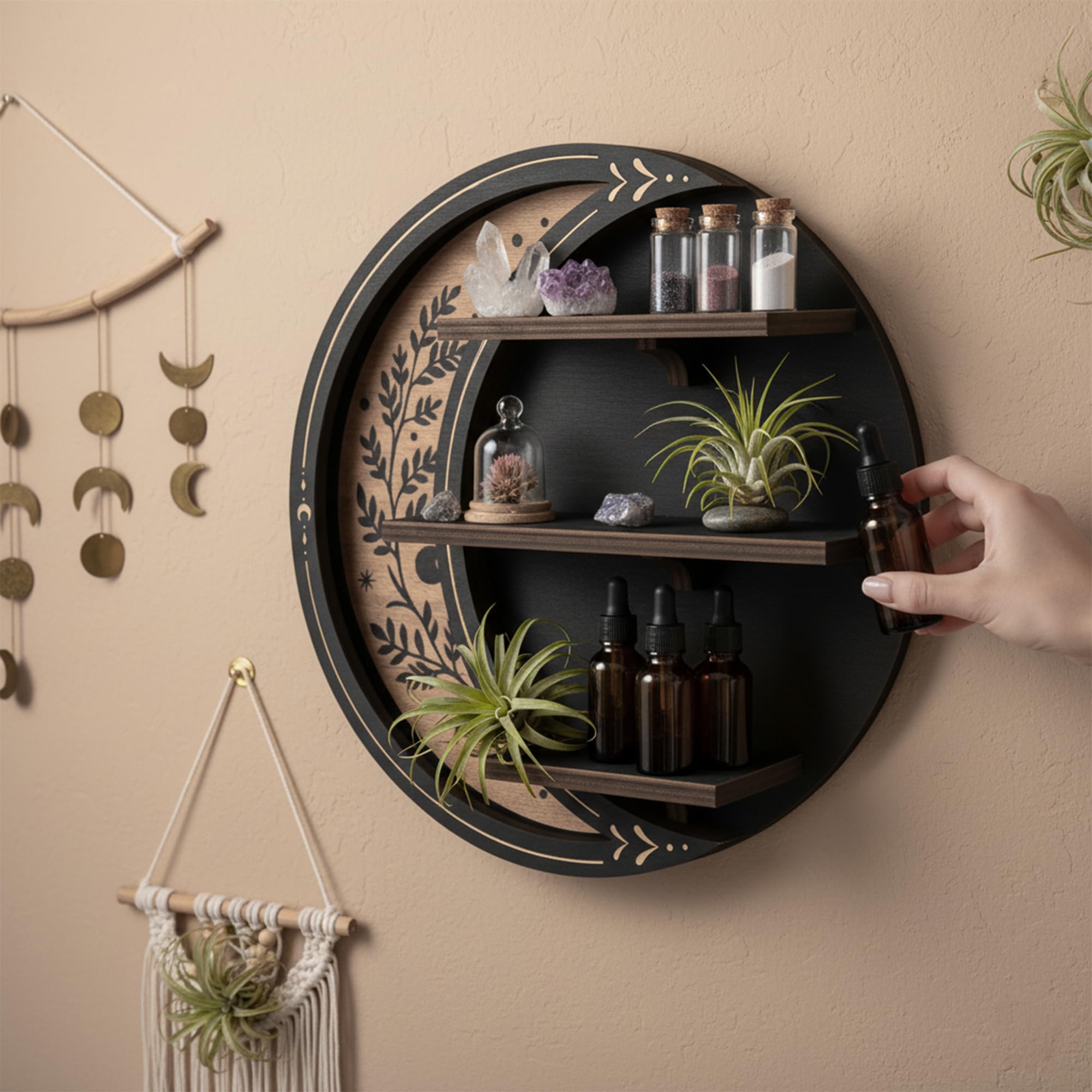 FNYDOX LED-lit moon shelf providing warm ambience.