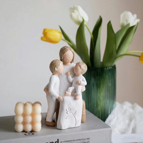 Foam Eternal detailed mother and children figures—ideal decor on a shelf
