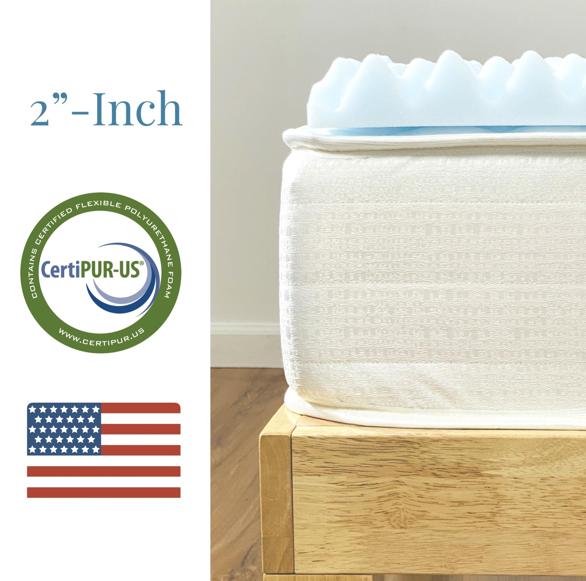 Foam Global 2in hospital-size topper detail for standard beds.
