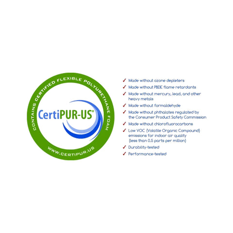 Foam Global CertiPUR-US certified foam close-up confirms safe materials.