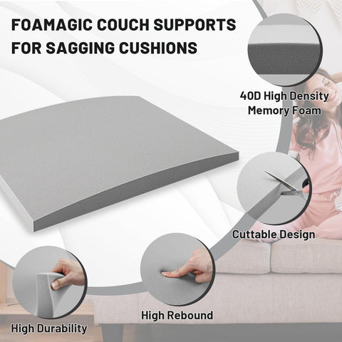 Foamagic couch cushion support high-density 40D foam delivers lasting rebound.