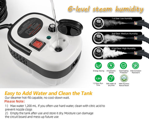 Foandbevi 1.2L tank enabling extended uninterrupted cleaning sessions.