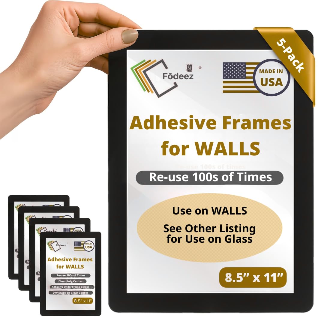 Fodeez adhesive wall frame on wall enabling quick display updates