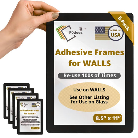 Fodeez adhesive wall frame on wall enabling quick display updates
